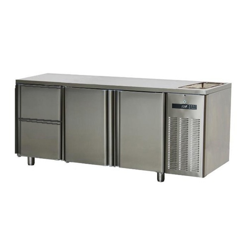 Stôl chladiaci s drezom, 2 x dvere, 2 x zásuvka-SCH-3D-2D2ZDr